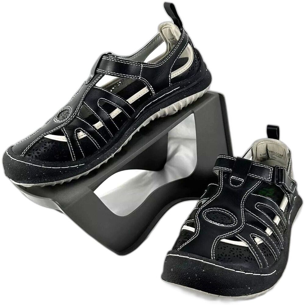 Jambu Joy Black Plant Based Womens Shoes Size 6.5 M Flat Comfort Contrast Stitch
